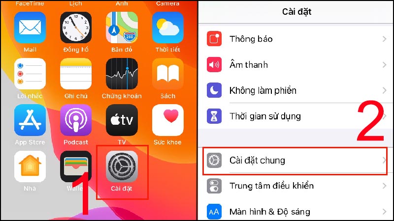 Chọn Cài đặt chung trong Cài đặt của iPhone